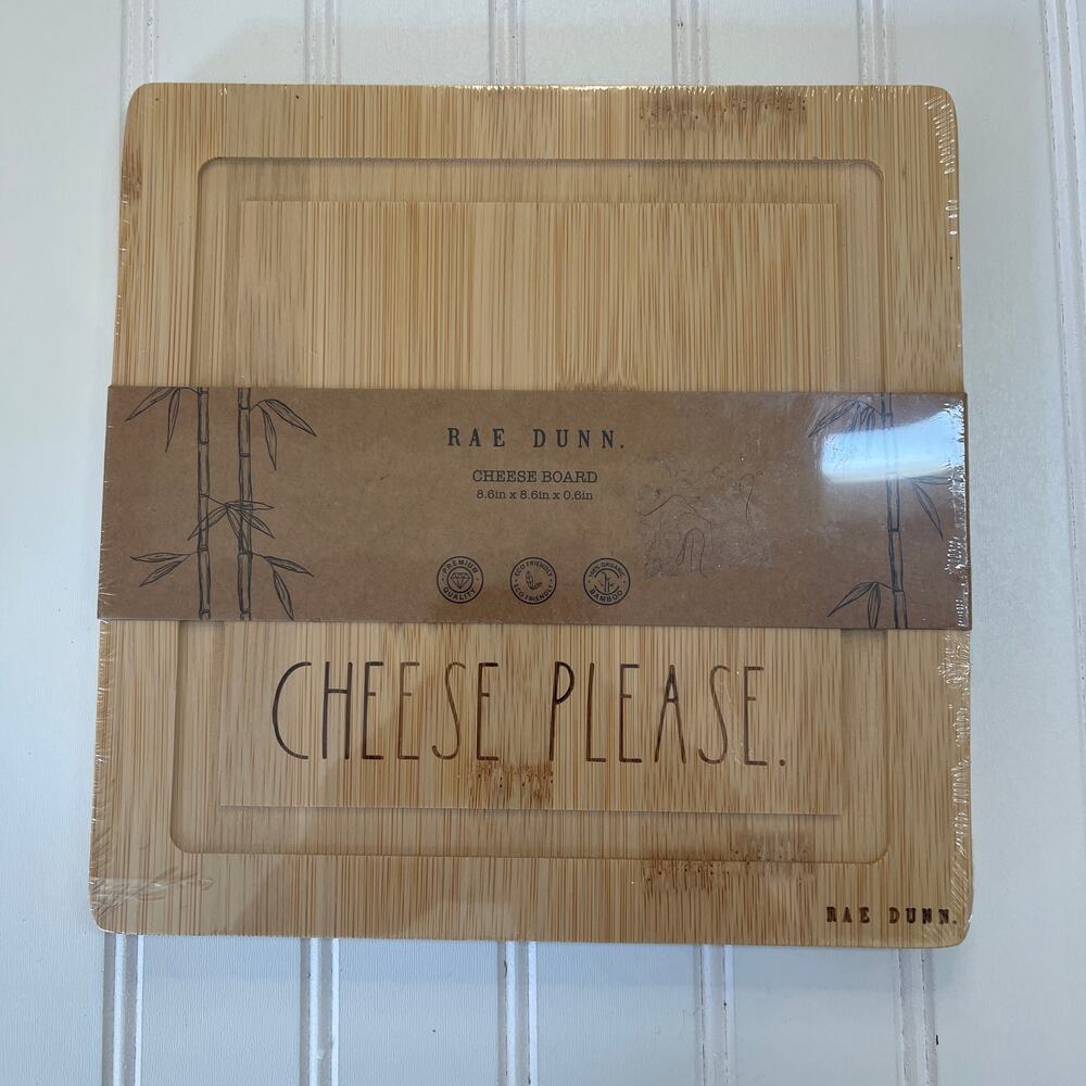 NWT NEW Rae Dunn Cheese‎ Please Cheese Board Appetizers Gift Entertain Bamboo